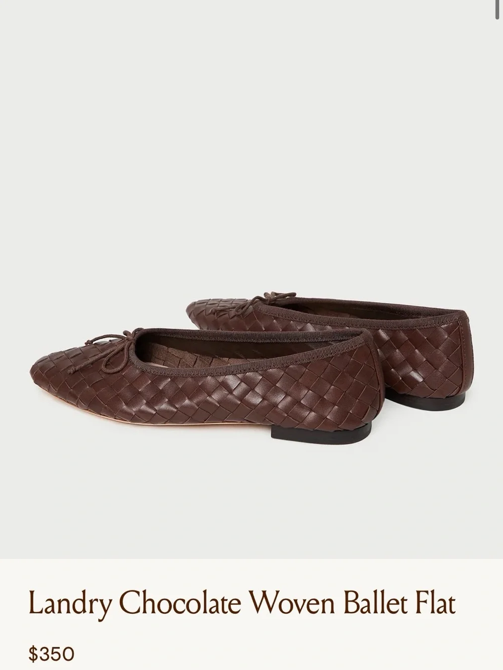 Loeffler Randall Size 9 • Landry Brown Woven Leather Ballerina Flats.